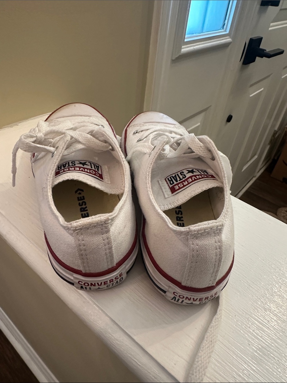 Converse White Canvas Kids Sneakers with Red Trim - Picture 5 of 6